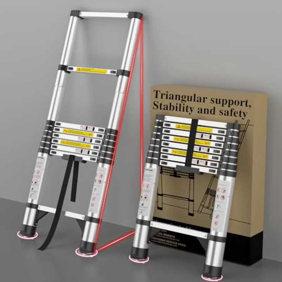 

Telescoping Ladder Extension Telescopic Collapsible 8.5 FT Aluminum Ladder for House Roof Travel Trailers Adjustable Retractabl