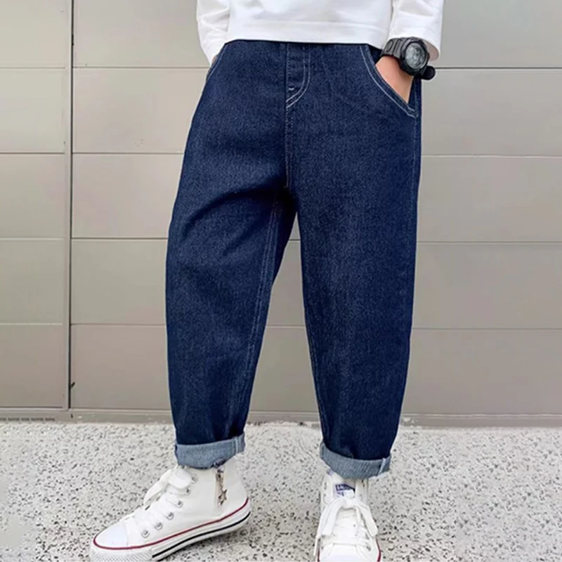 2024 Spring Autumn Fashion Boys Denim Pants Children Trousers Casual Kids Jeans Pants for 4-14 Years Teenager Boys Clothing