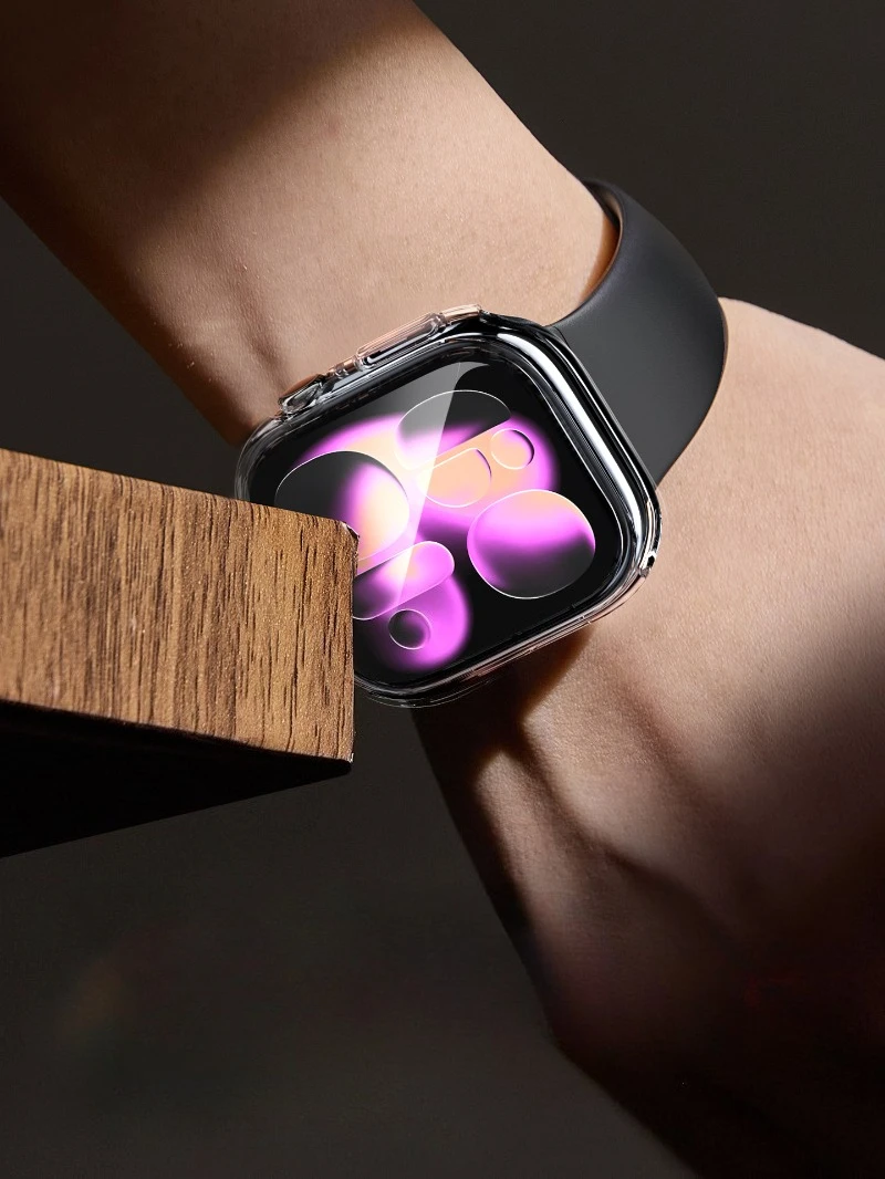 3 قطعة زجاج + غطاء لساعة أبل 46-42-44-40-45-41 مللي متر واقي للشاشة المصد iwatch سلسلة 11 10 9 8 7 6 5 4 SE اكسسوارات