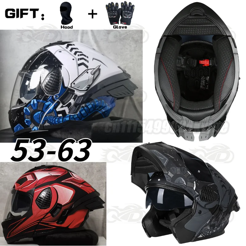 Motorcycle Helmet, Men's and Women's Four Season Dual Lens DOT Certified Helmet, Safety Anti Fall Helmet
