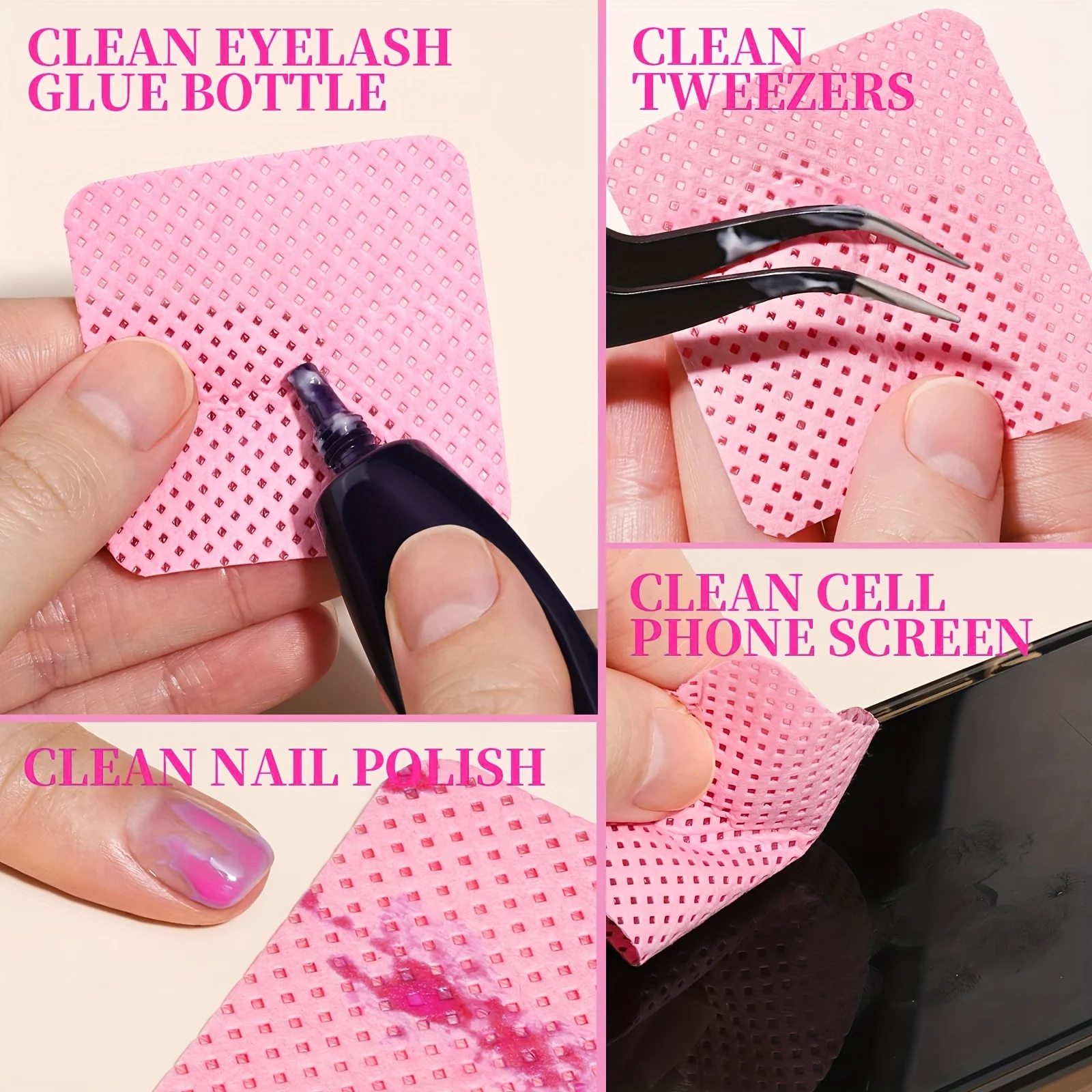 1000 morceaux de lingettes nettoyantes pour ongles en tissu non tissé, nettoyant pour ongles, dissolvant de vernis à ongles, lingettes humides non pelucheuses pour ongles