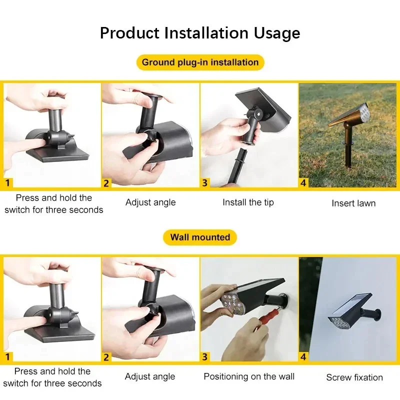 Ultra bright 7LED Solar Light Spotlights Outdoor Landscape Wall Light Waterproof 150° Adjustable Lawn Garden Yard Decor Lighting image 4