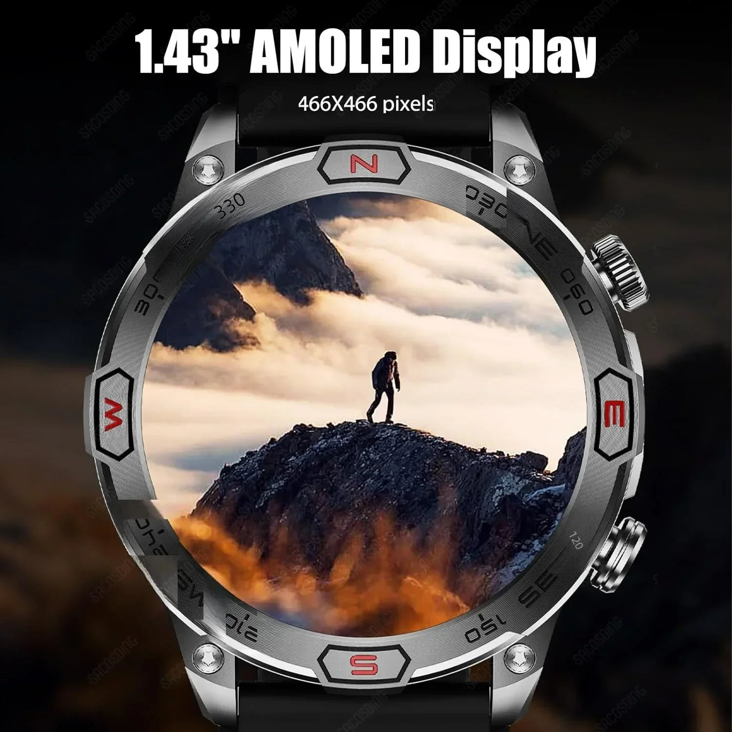 AMOLED Bluetooth call smart watch heart rate blood pressure health monitoring watch Waterproof sports smart watch