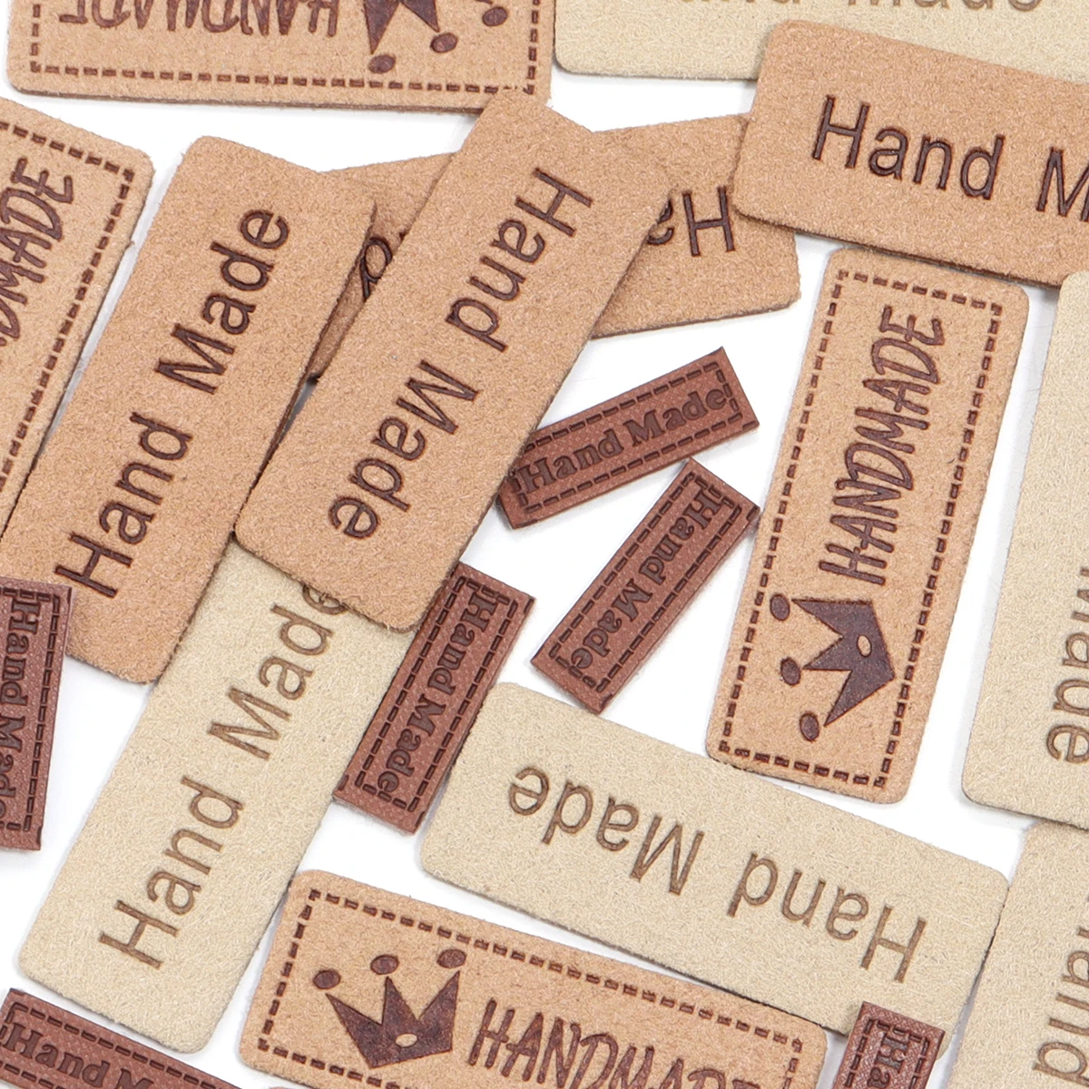 10-20pcs/lot Handmade Microfiber Leather Without Perforations Embossed Leather Label For Clothing Decoration Accessories