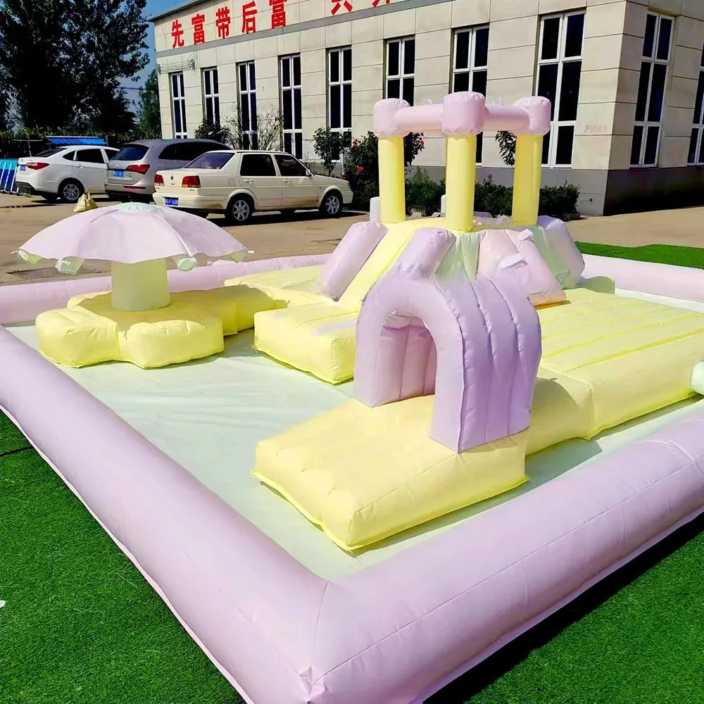 

Pastel Pink Inflatable Water Park Splash Pool Kids Water Play Equipment Fun Swimming Pools Splash Pad Game For Parties