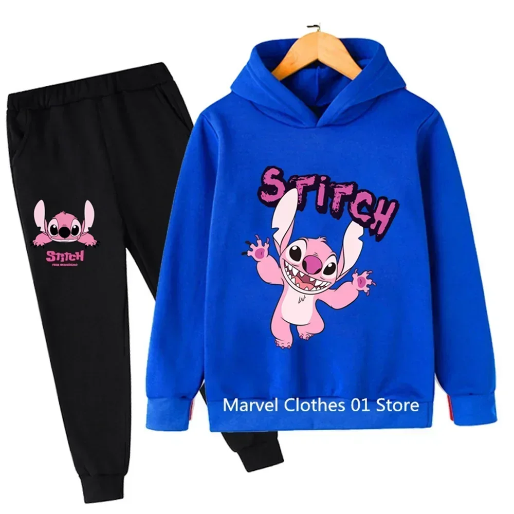 Disney Stitch Kids Suit Boy Girl stitch disney Hoodies Pullover Sweatshirt Pant Tracksuit Children Stitch Disney Warm Sportswear