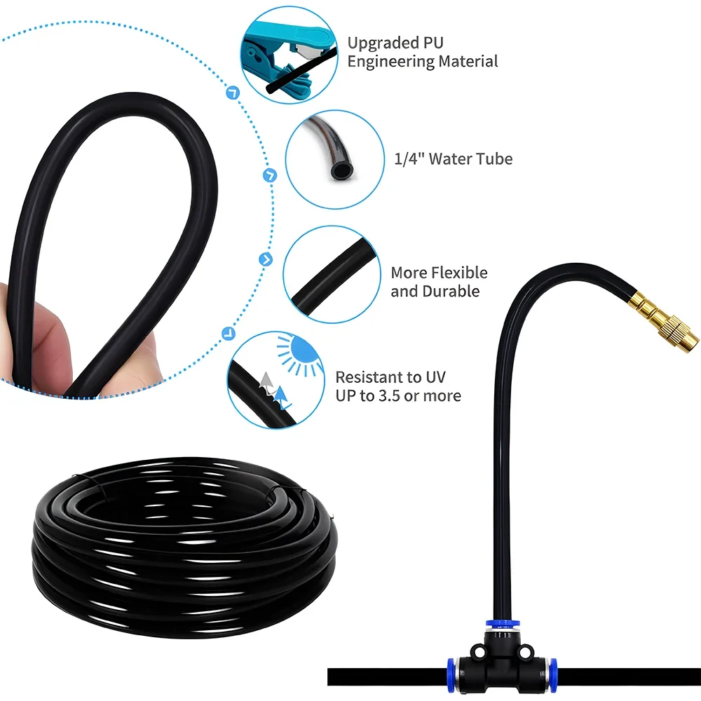 DIY Free Bending Universal Spray Kit For Garden Greenhouse Plant Watering Irrigation Patio Misting Cooling System Easy Install