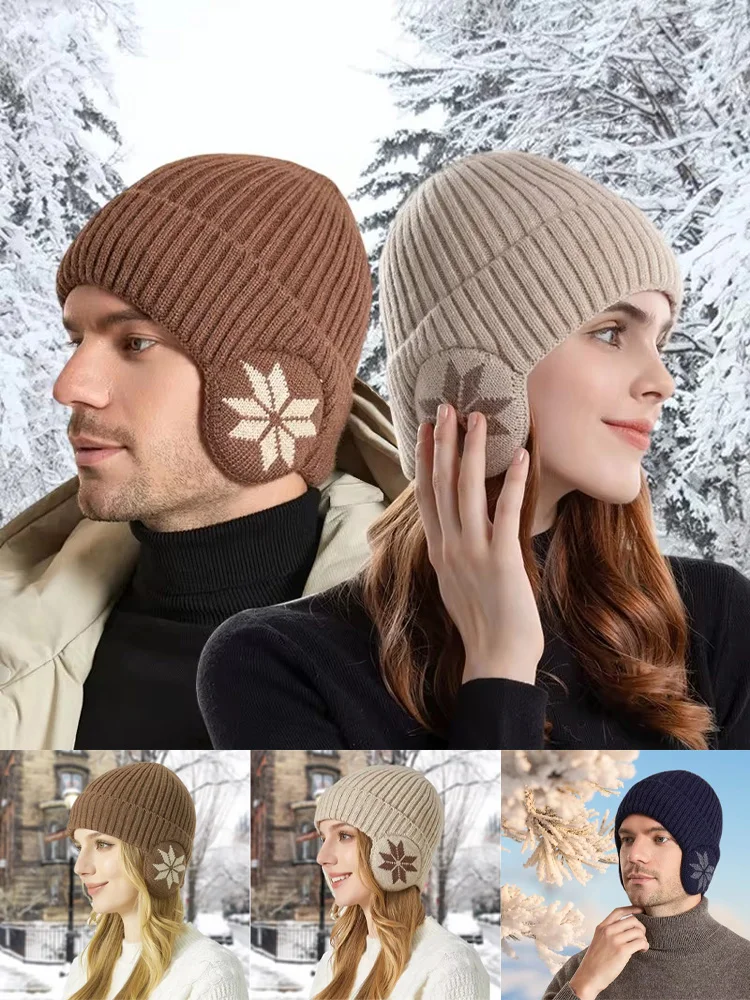 AliExpress Warm Knitted Earflap Hat Windproof Thickened Plush Hat Men Women Ear Protection Thermal Outdoor Motorcycle Cycling Ski Cap