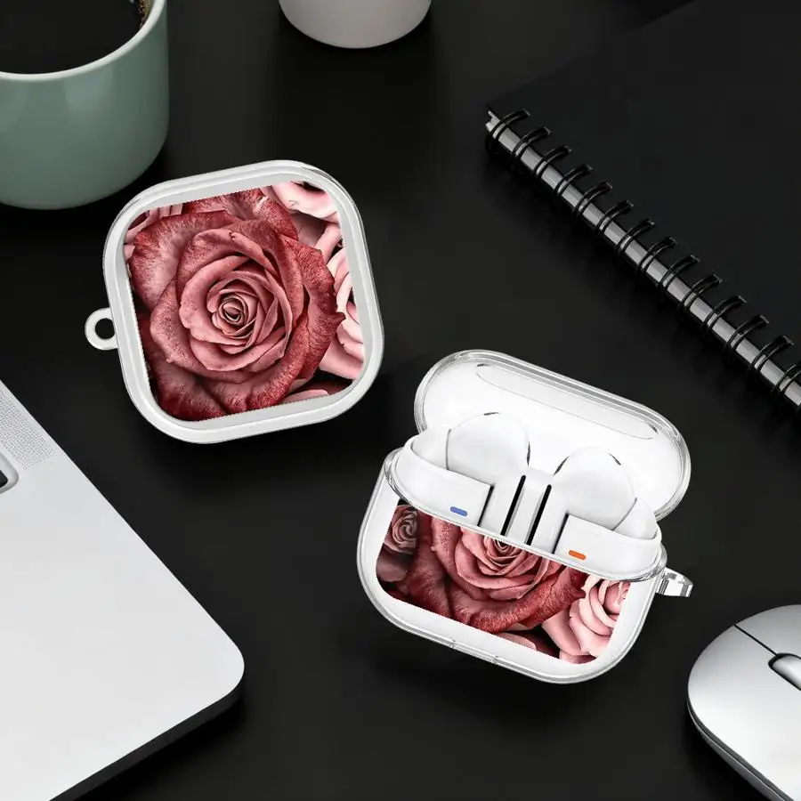 

Bright Red Roses Clear Earphone Cases Cover With Hook Case For Samsung Galaxy Buds Live 4Pro 2Pro 2 3 FE 4 Pro 3Pro