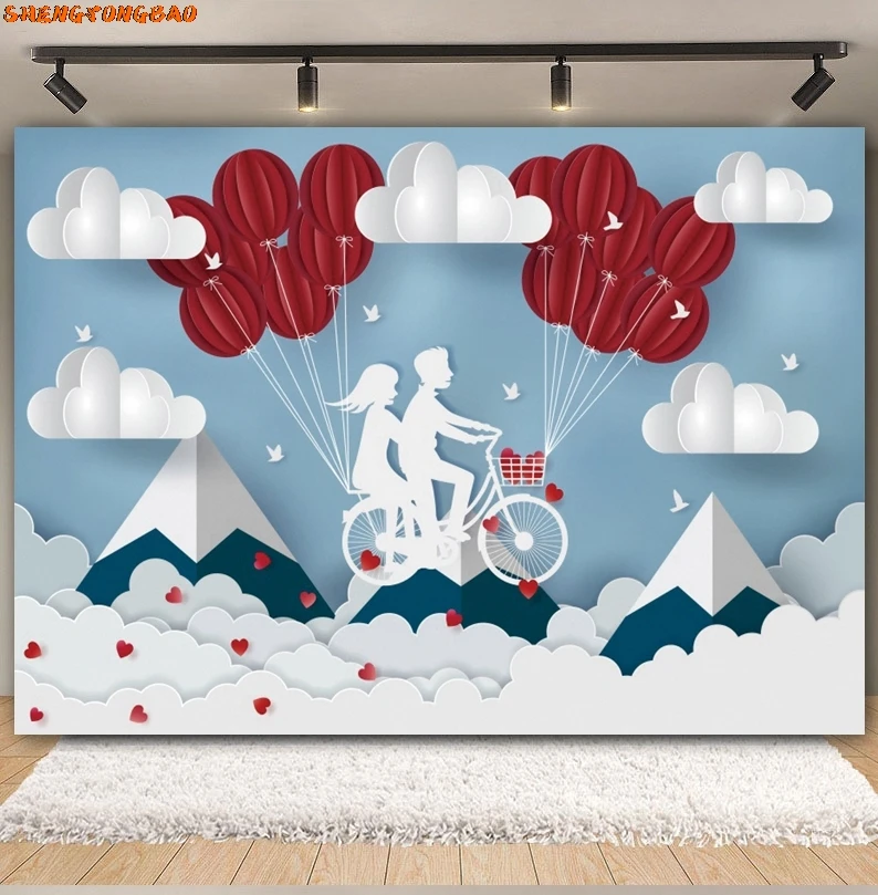 Valentine's Day Backdrop February 14 Valentine Red Love Heart Romantic Dating Couple Portrait Wedding Photography Background