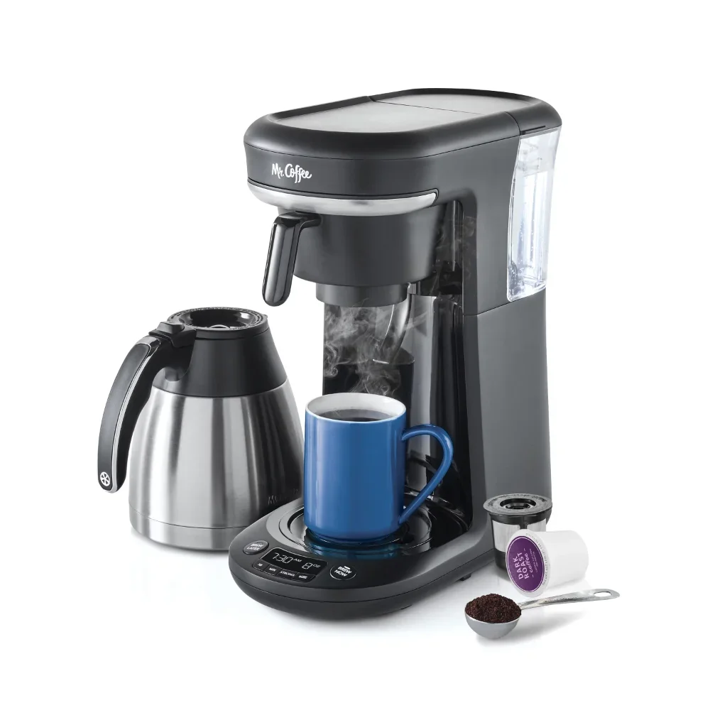 Pod and 10-Cup Space-Saving Combo Brewer In Black Coffe Maker