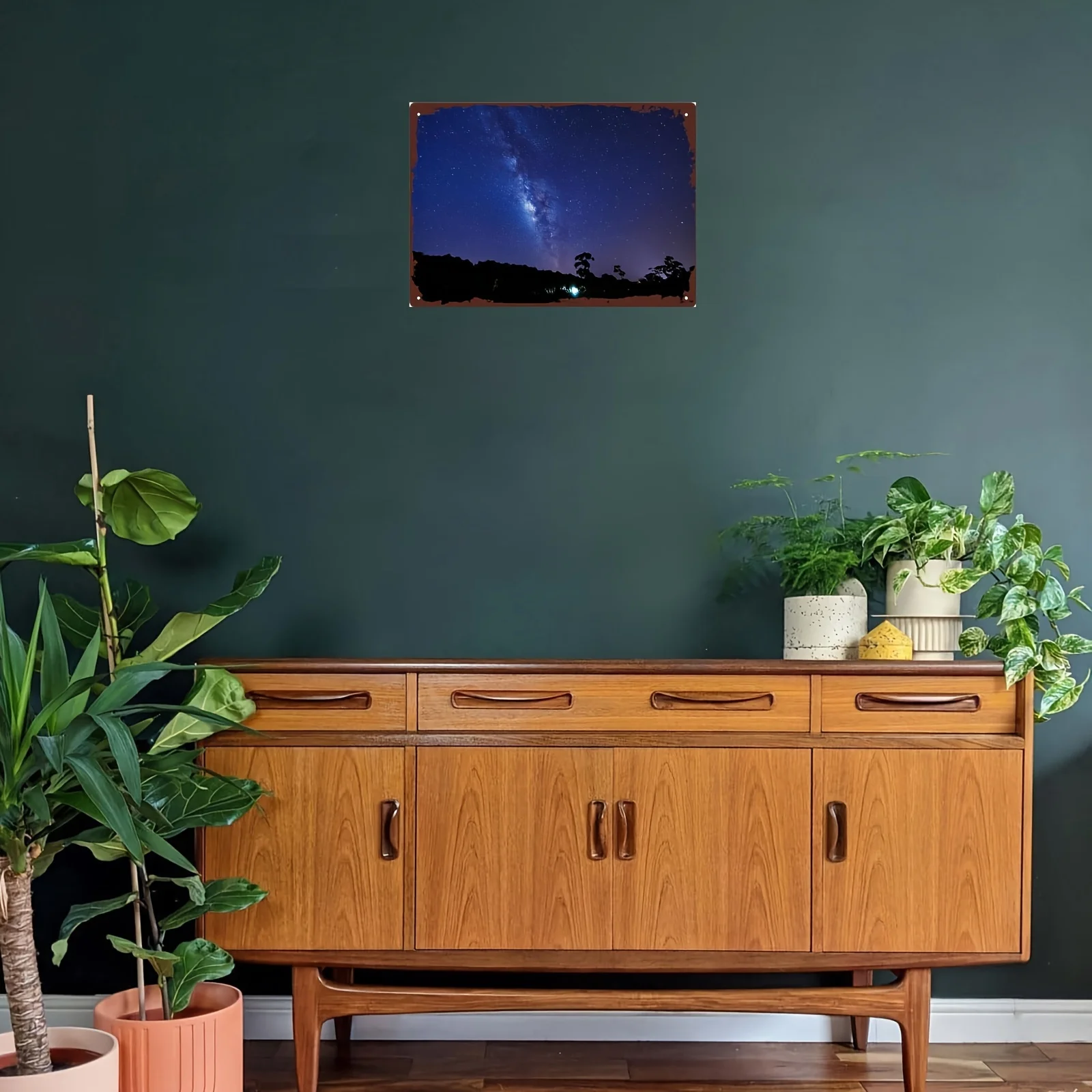 Starlit Sky Metal Wall Art - Durable Iron Constellation Print with Milky Way,Starry Night Design - Pre-Drilled, Waterproof,Weath