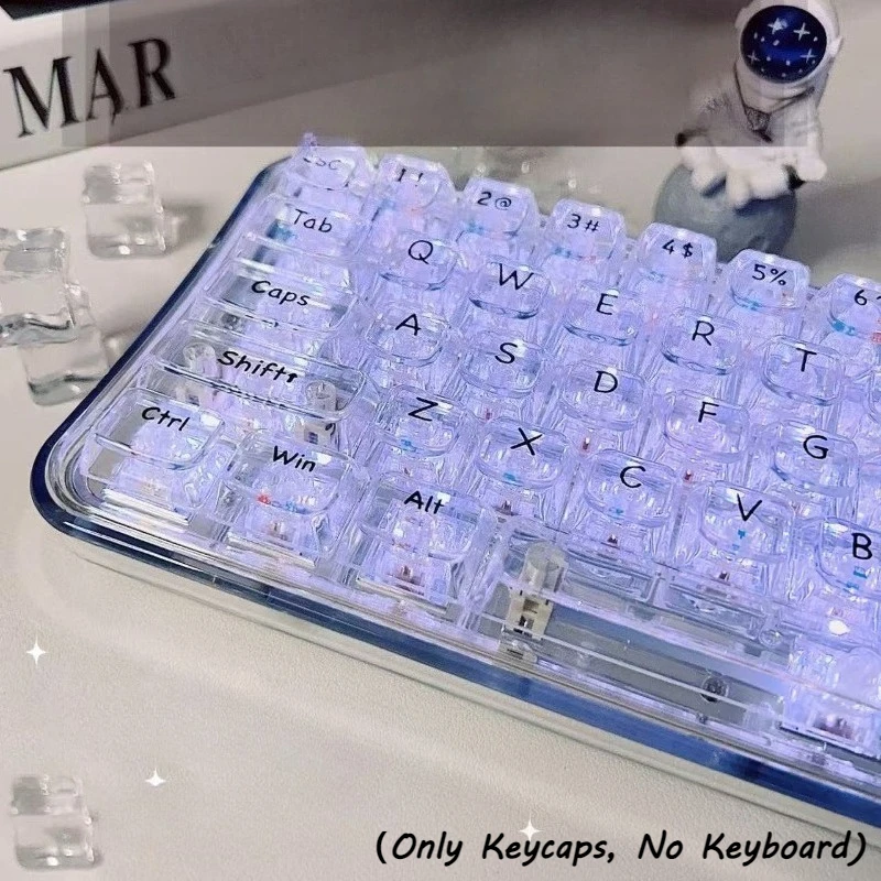 

132 Keys Keycaps Set for Mechanical Keyboard Accessories PC Four-sided Transparent Crystal Keycaps CBSA Height Keycaps Set
