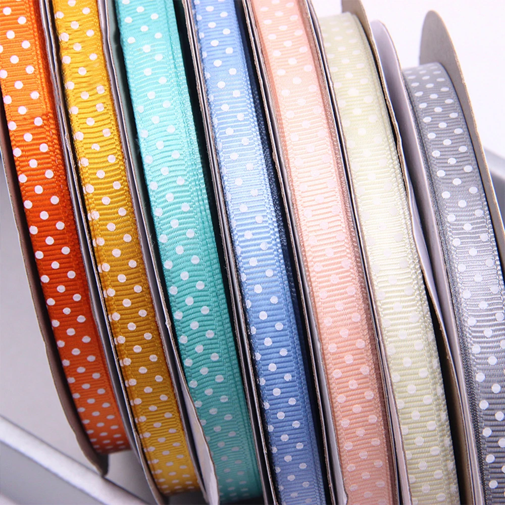 5 Yards 2022 New Polka Dots Ribbed Ribbons, for DIY Gifts Wrapping,Wedding Decoration Handmake Dolls Crafts,1cm/0.39'' Width