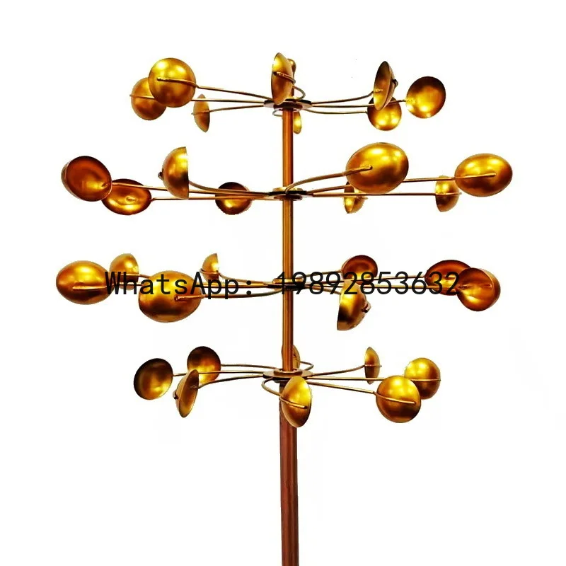 

PYJ garden metal handicrafts outdoor wrought iron windmill gold spoon shape rotating decoration plug-in