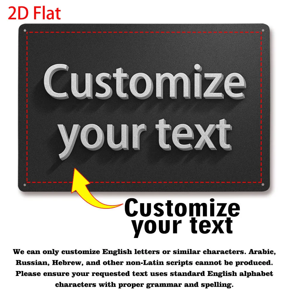 Customizable Vintage Metal Sign HD Faux 3D Letters English Text Only Free Design Preview