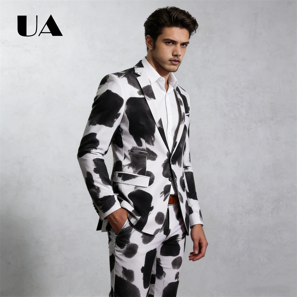 ( Jacket Pants) Men's Two Piece Suit, XS-4XL Single Button Suit Tuxedo, Plus SIze Big & Tall Man Party Prom Costume