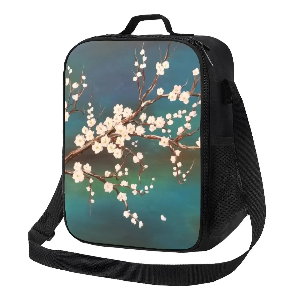 Japan Sakura Cherry Blossom Insulated Lunch Bag for Women Flower Thermal Cooler Lunch Tote Office Picnic Travel