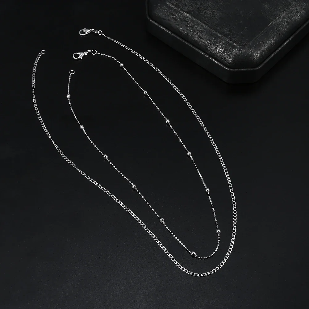 

2 шт., ожерелье-цепочка из стерлингового серебра 925 пробы с плоскими бусинами для мужчин и женщин, оригинальный дизайнерский комплект ювелирных изделий, подвески для свадебной вечеринки, подарки для пары