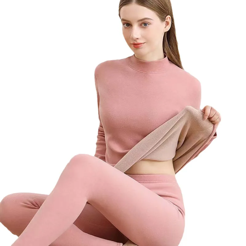 3XL Winter Turtleneck Thermal Underwear Women Thick Warm Long Johns Set Plus Size Velvet Thermal Clothes Female Second Skin Suit