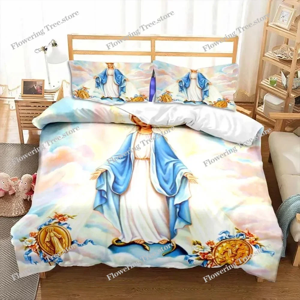 Jesus Virgin Mary Theme Children Room Bedroom Bedding Set Comforter Cover Kids Bed Polyester Duvet Cover Set With Pillowcase