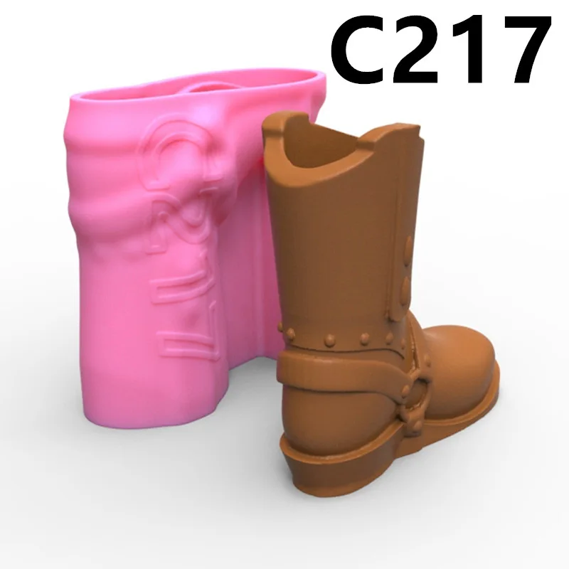 Western Cowboy Classic Leather Boots Flower Pot Pen Holder Silicone Mold Gypsum form Scented Stone Ornaments Homemade Handicraf