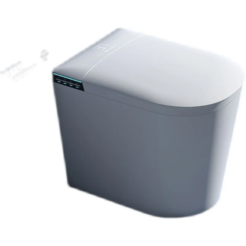 Kleine intelligente intelligente Toilette, bodenmontierte Sanitärartikel, platzsparend, automatische Keramik-P-Trap, Fernbedienung, Wasser-Siphon