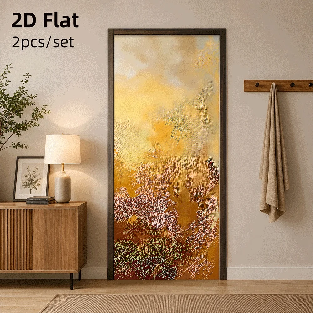 1 piece of artistic abstract texture door sticker for living room, bedroom, bathroom, universal simple modern style, waterproof