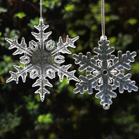 Christmas Transparent Pendant Glitter Crystal Acrylic Snowflake Xmas Tree Decoration Ornament Hanging Pendant New Year Party