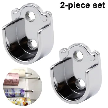 2PCS Kleiderschrank Halterung Heavy Duty Edelstahl Stange Buchse Flansch Stange Halter Schrank Stange Ende Unterstützung 19/22/25mm U Förmigen