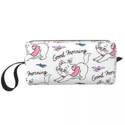 Marie Aristocats Cute Kitty Good Morning Cat Makeup Bag Pouch Cosmetic Bag Travel Toiletry Bag Organizer Storage Purse for Women