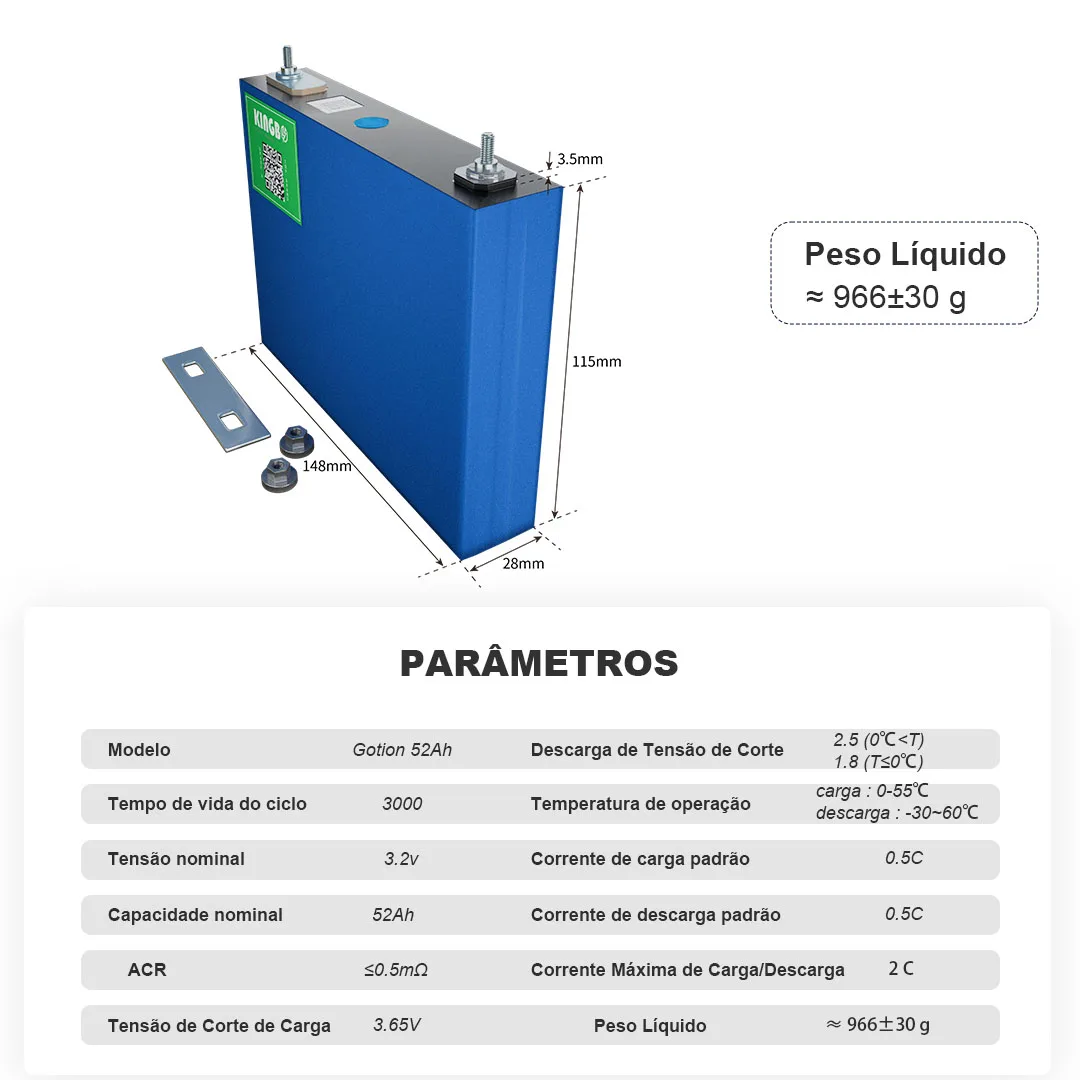 Kingbo Power 4 قطعة 3.2 فولت 52 أمبير بطارية Lifepo4 للدراجات النارية محرك السيارات احتياطية إمدادات الطاقة خلايا البطارية