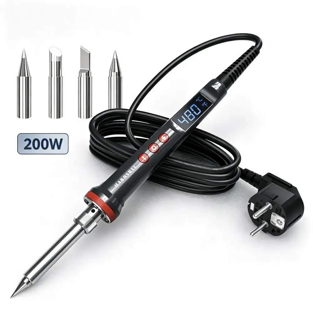 Digital Electric Soldering Iron Kit, 200W Fast Warm-Up Soldering Pen with 4 Replacement Tips,for DIY Electronic Maintenance