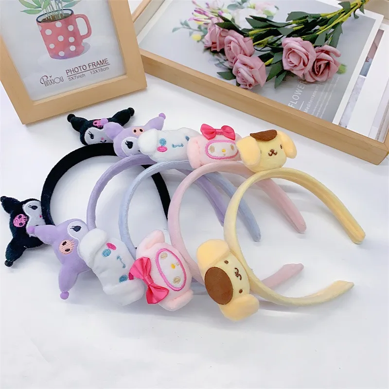 

New Sanrio Cinnamoroll Cartoon Headband Anime Kuromi MyMelody Pom Pom Purin Student Cute Accessories Children Birthday Girl Gift