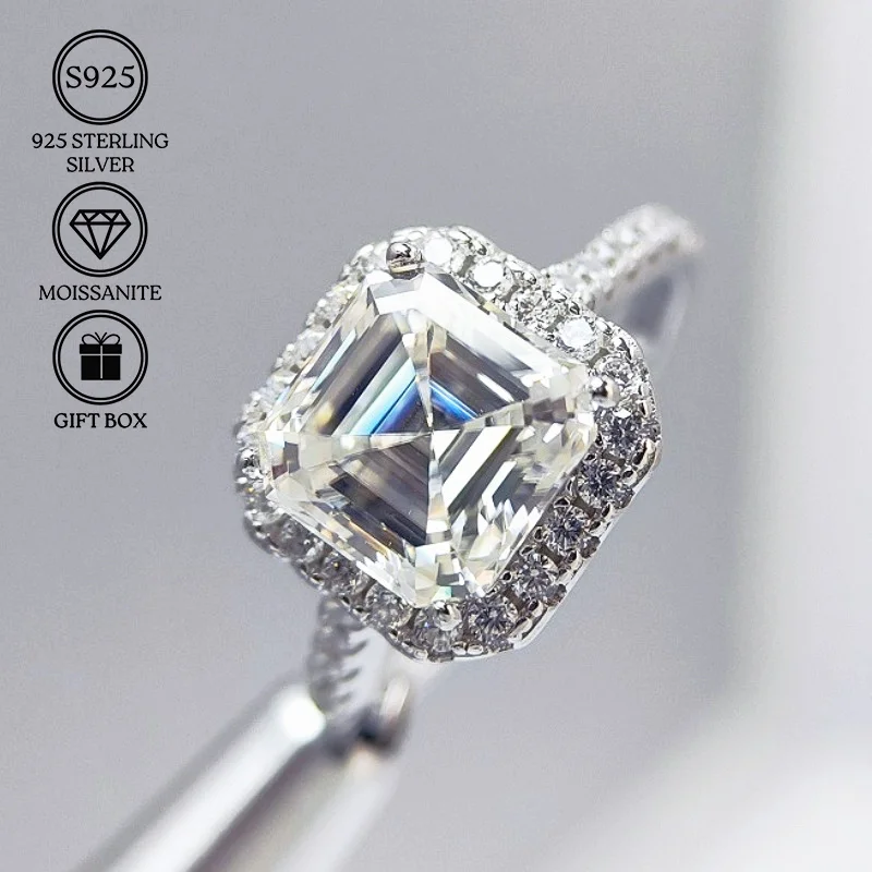

1pc 3Carat Moissanite Ring, 925 Sterling Silver Ring, Anniversary Gift, Valentine's Day Gift, Surprise Gift.
