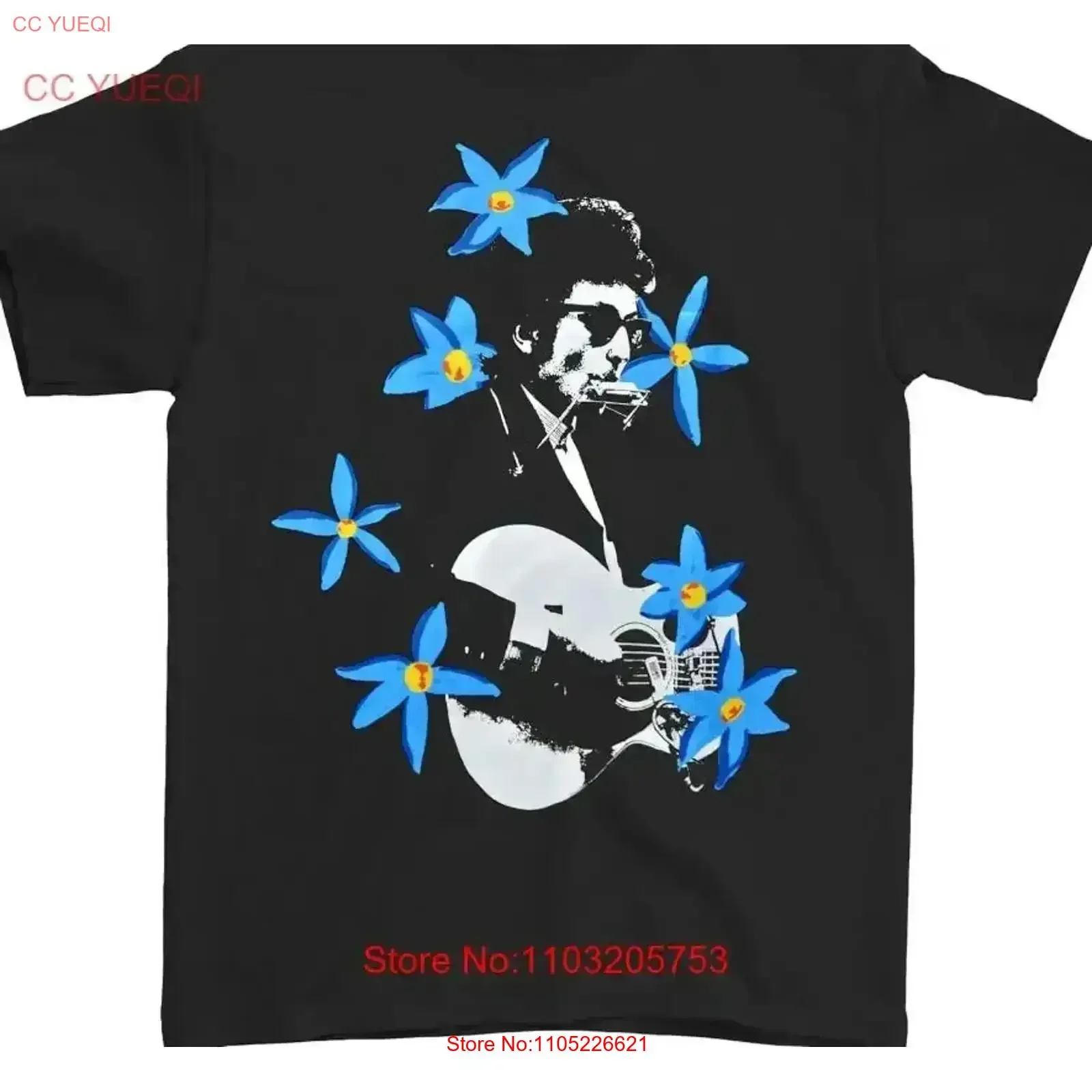 Bob Dylan Blue Flowers Camiseta Tamaño S 5Xl vintage Lavado Gráfico ligeramente elegante Ropa de diseñador estirada Casual Suave