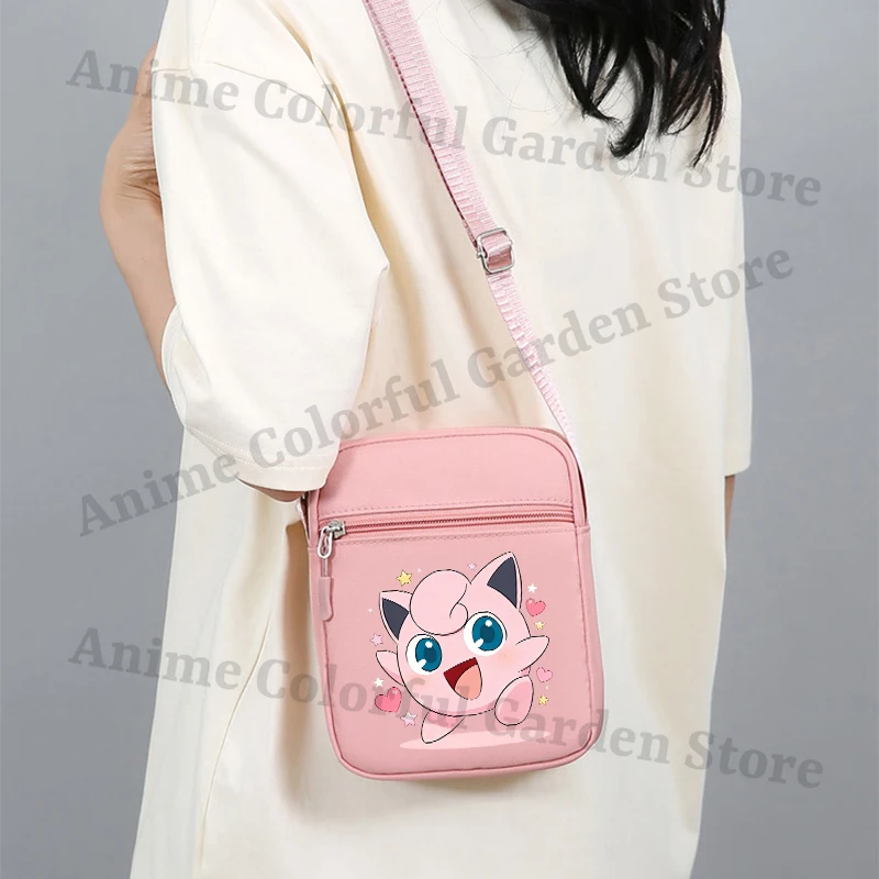 Bolsa de Armazenamento para Telefone em Nylon com Estampa do Pikachu, Bolsas de Ombro Fashion para Homens e Mulheres, Bolsas Transversais Portáteis pa