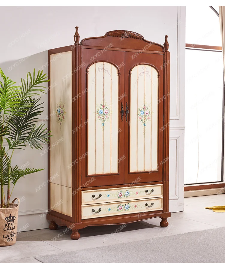 

rural retro painted double door cabinet pastoral style old furniture small apartment