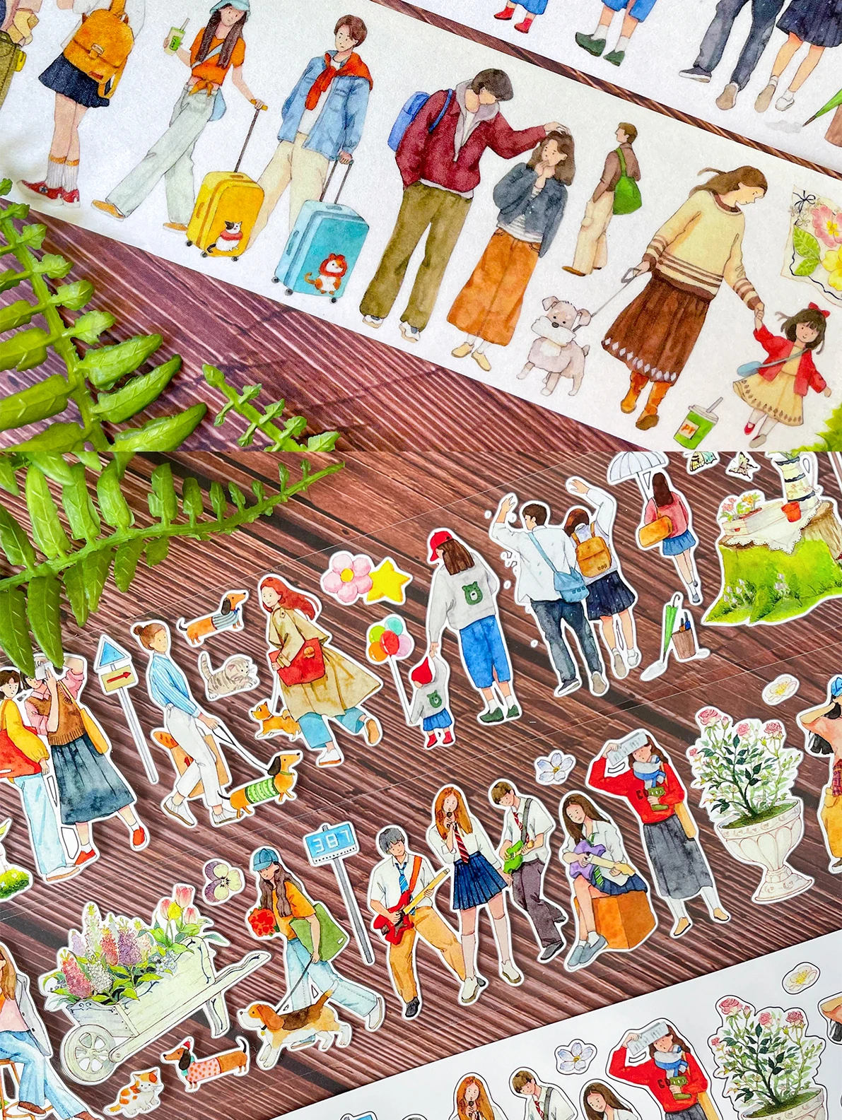 

many Scenery Character Text Large Background Frame NEW Journal Washi Tape PET Landscape Stickers Scenery