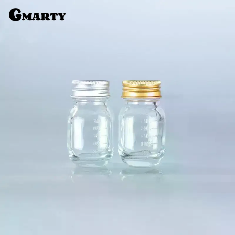 1Pc 30ml Small Glass Bottle With Lid Medicine Bottle Leak-proof Powder Capsule Bottle Refillable Glass Bottle