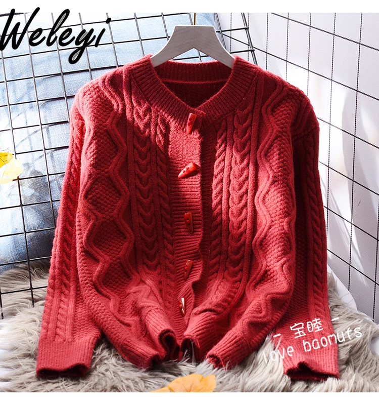 Japanese Style Yellow Short Sweater Coat Women Outwear Autumn 2024 New Sweet Soft Waxy Women's Low Crew Neck Knitted Cardigan