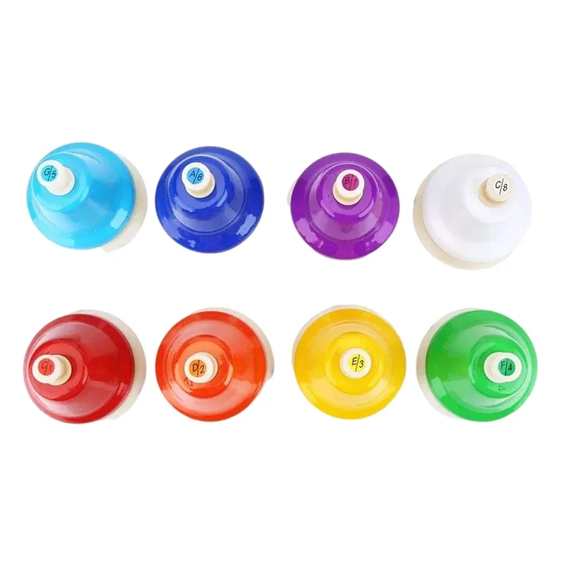 Orff Musical Percussion Instrument Set Colorful 8-Note Hand Bell Children Music Toy Eight-tone Turn Clock Baby Early Education