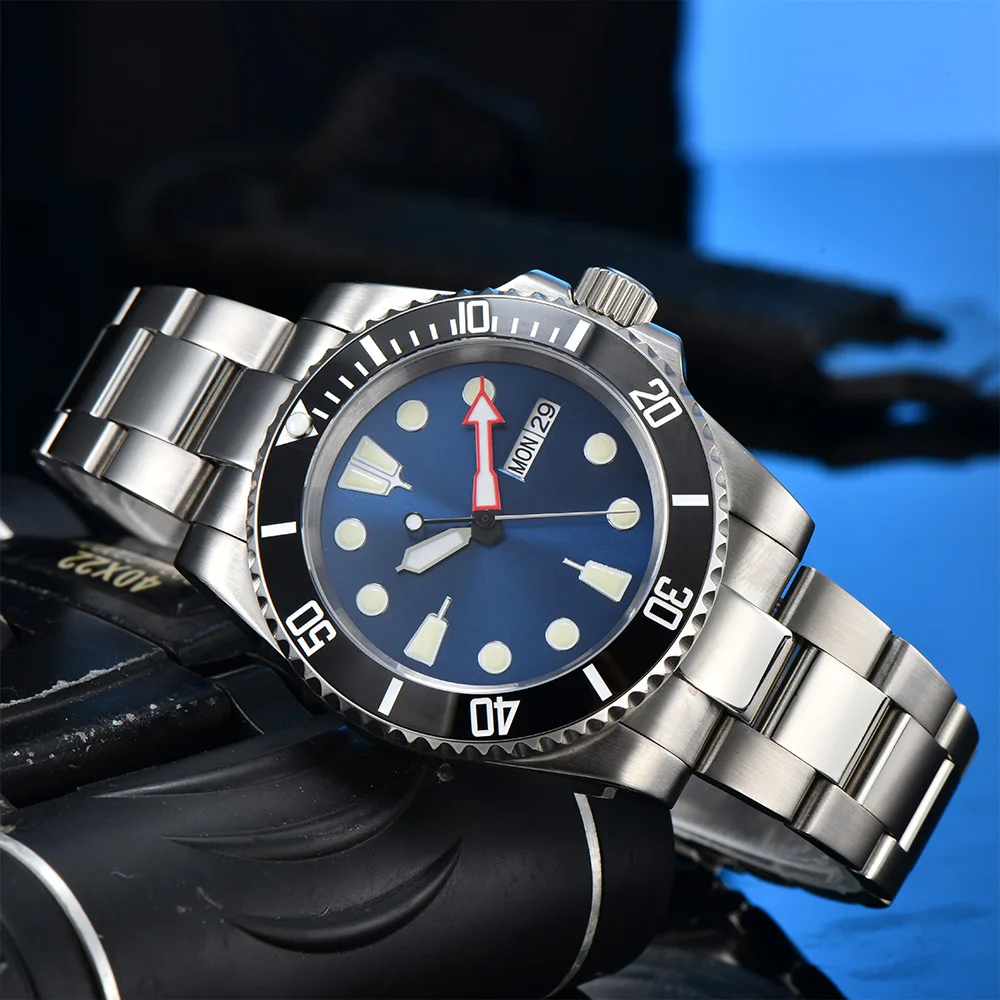 Модные новые мужские часы с механизмом NH35, 41 мм, супер светящийся циферблат, сапфировое стекло, светящийся календарь из нержавеющей стали