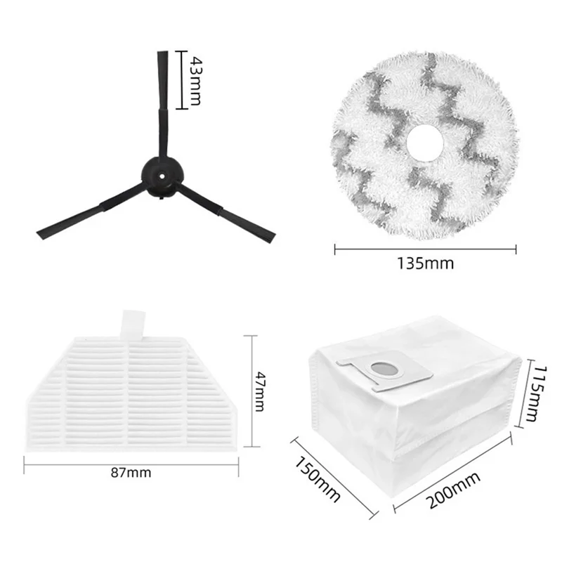 Pièce de rechange pour aspirateur Robot Roidmi EVA SDJ06RM, accessoires, brosse latérale, filtre, sac à poussière en tissu pour vadrouille
