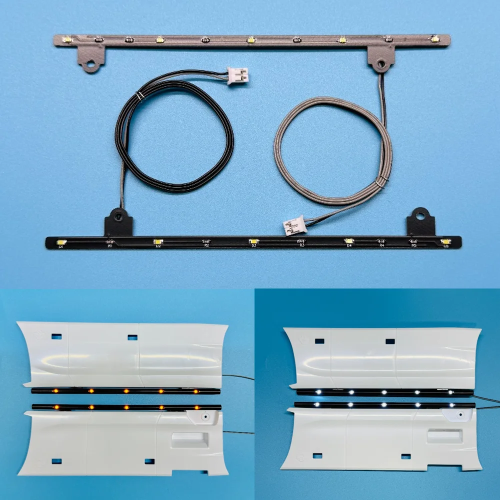 Placa de saia lateral led luzes pcb para 1/14 tamiya rc caminhão basculante scania 770s 4x2 56379 brinquedos peças de carro