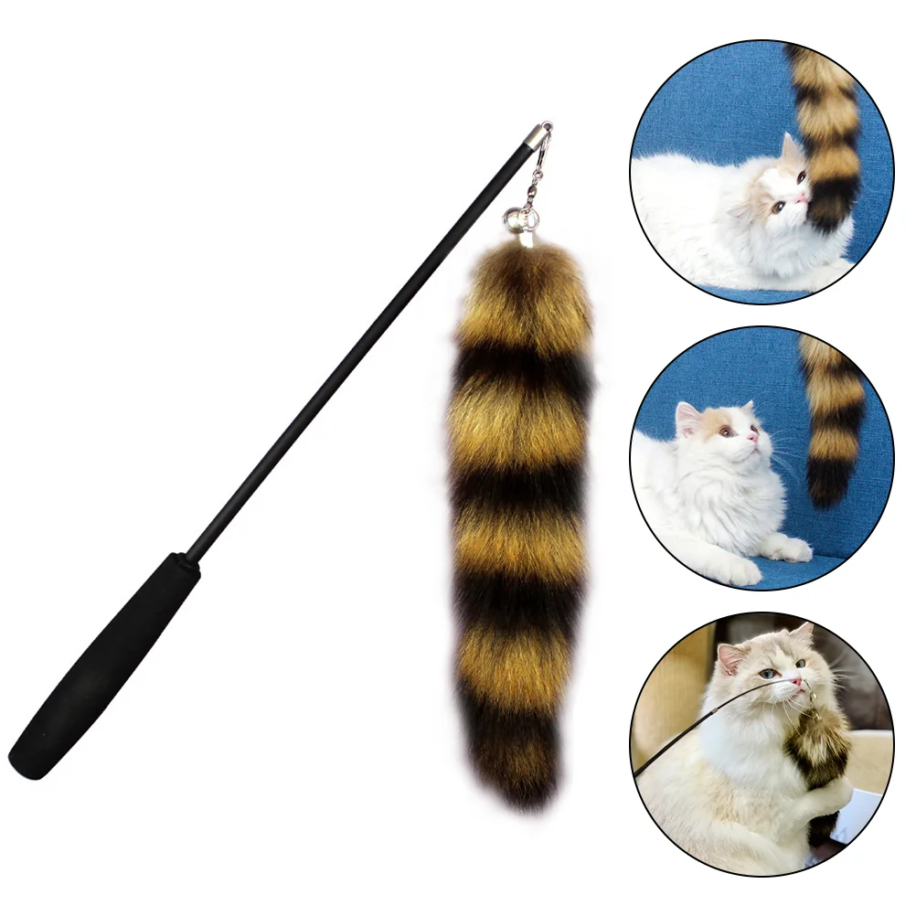 

Interactive Ball Cat Toy Teaser Wand Super Long Track Brown Pet Fishing Pole