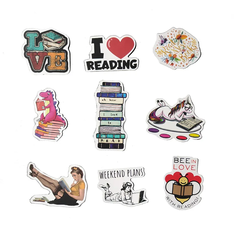 10/30/50pcs Reading English Stickers Laptop Bicycle Guitar Skateboard Sticker Kid DIY Graffiti Waterproof Stickers Toy