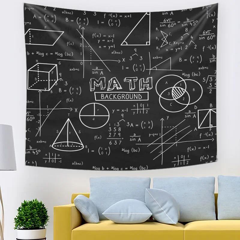 Mathematical formula problem-solving pattern tapestry home decoration fabric for the room, bed head fabric, tapestry
