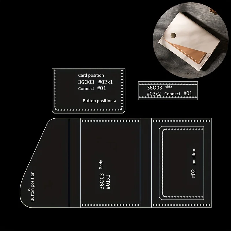 3pcs/set DIY Card Bag Business Card Holder Leather Mold Acrylic Template Handmade Wallet Leather Tool Mold Leathercraft Supplies