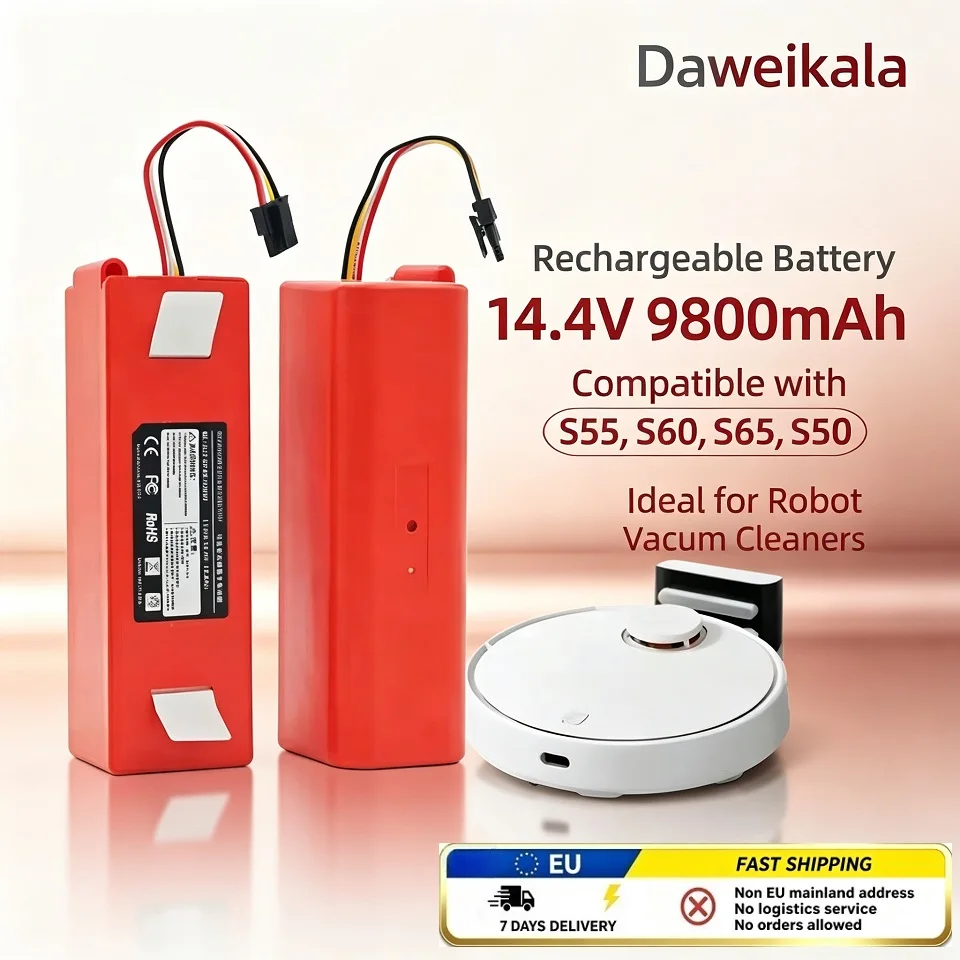 Batteria di ricambio per robot aspirapolvere 14,4V 9800mAh, Compatibile Con S55 S60 S65 S50, Ricambio ricaricabile agli ioni di litio per spazzatrice robotica, Consegna dal magazzino UE in 7 giorni